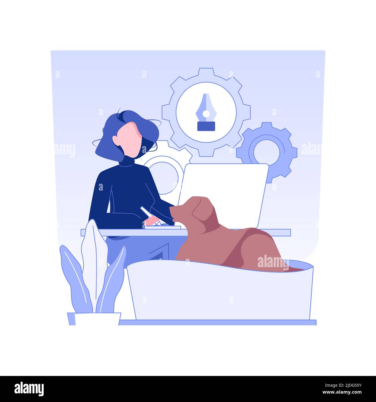 Graphic designer isolated concept vector illustration. Woman with dog ...