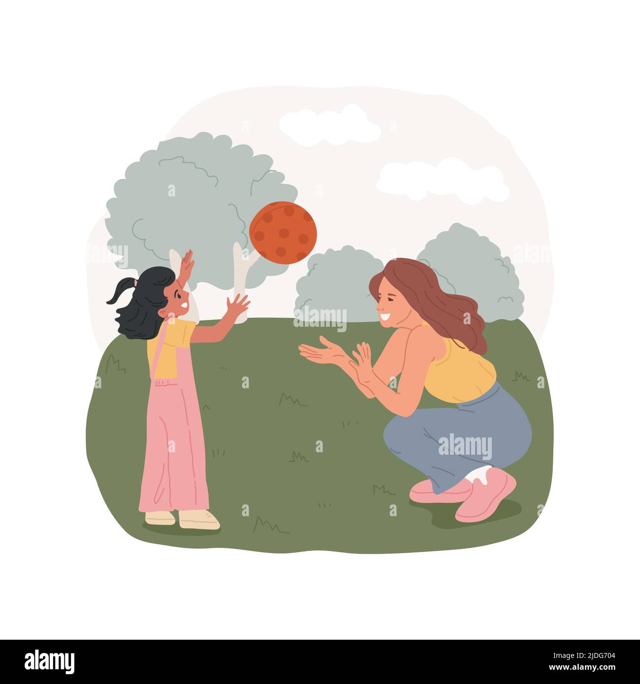 Throwing ball isolated cartoon vector illustration. Physical exercise