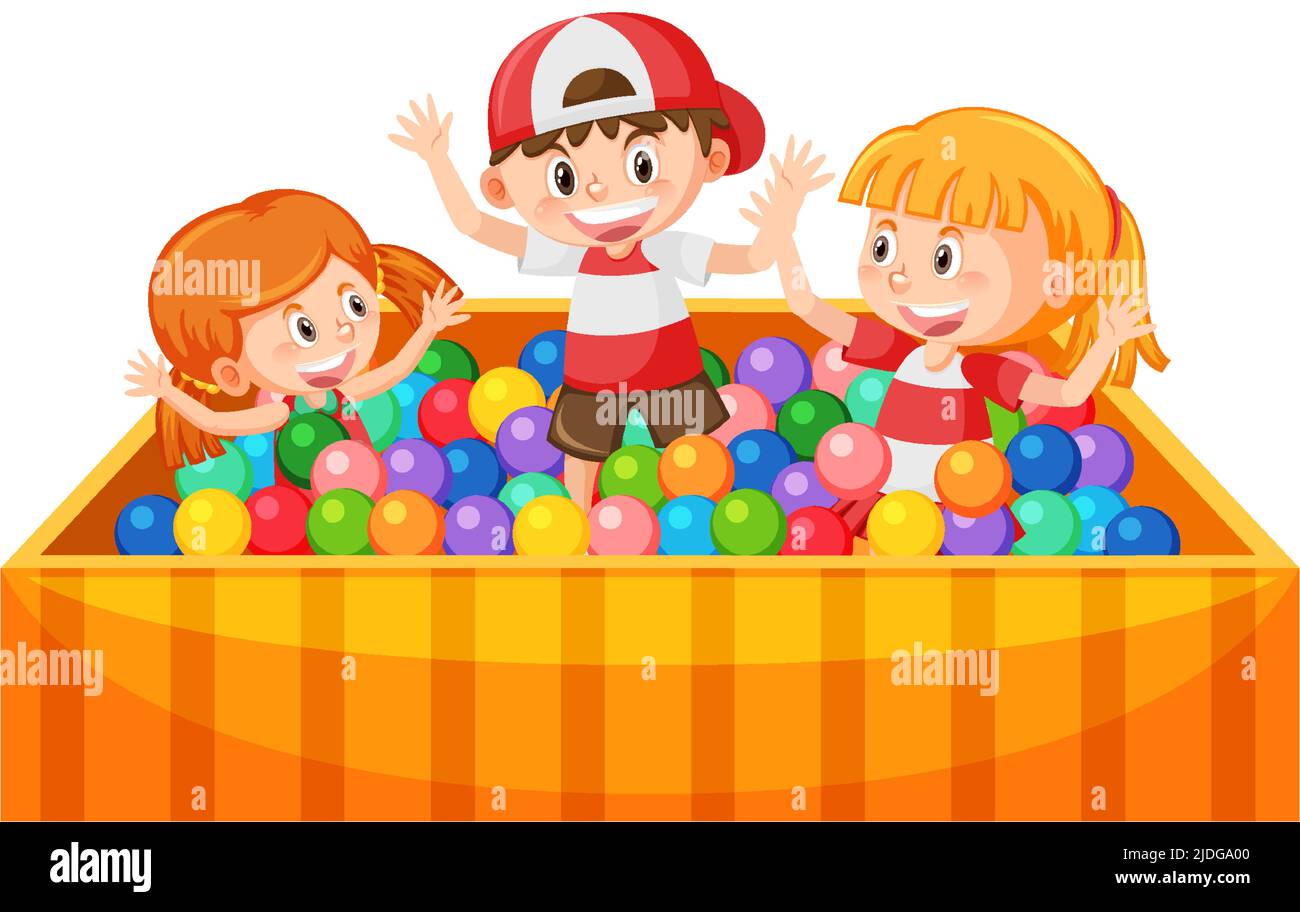 Children playing in the ball pit illustration Stock Vector Image & Art