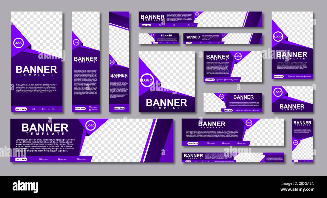 set of creative web banners of standard size with a place for photos