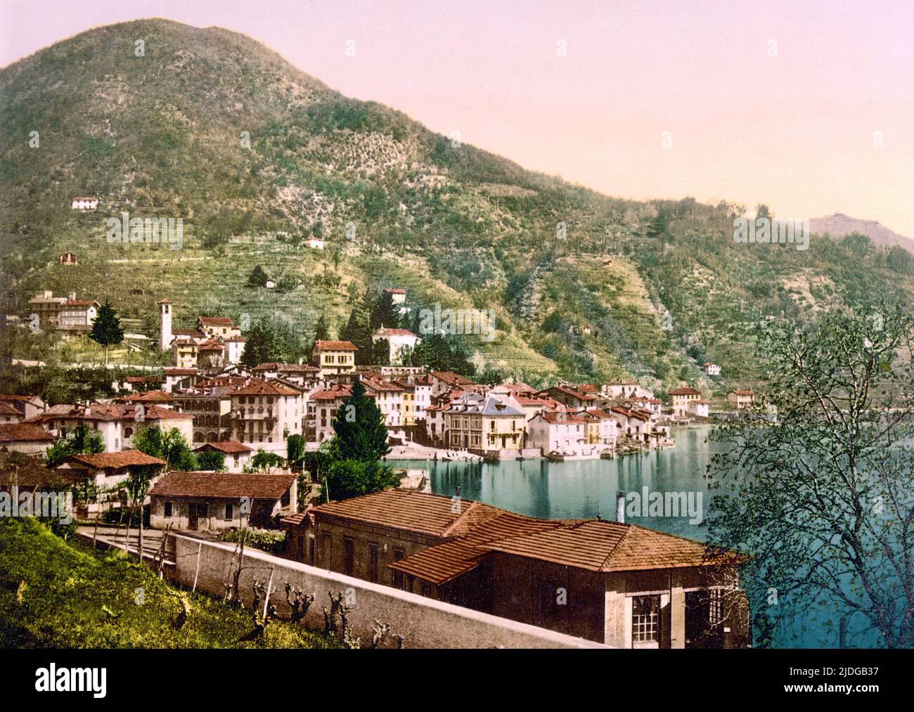 Ponte Tresa, Lugano, Ticino, Switzerland 1890. Stock Photo