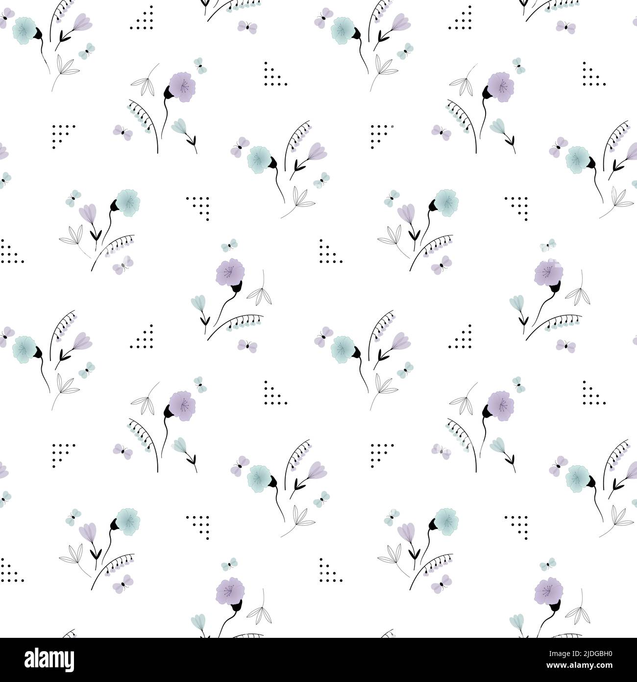Tiny insects life garden repeat pattern. Vector pattern for fabric backgrounds, textile and paper uses, Best print for kids accessories Stock Vector