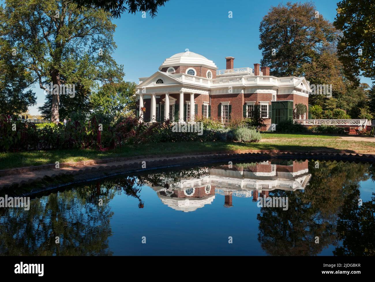Monticello, Thomas Jefferson Home the third president of the United States in Historic Charlottesville Virginia. Stock Photo