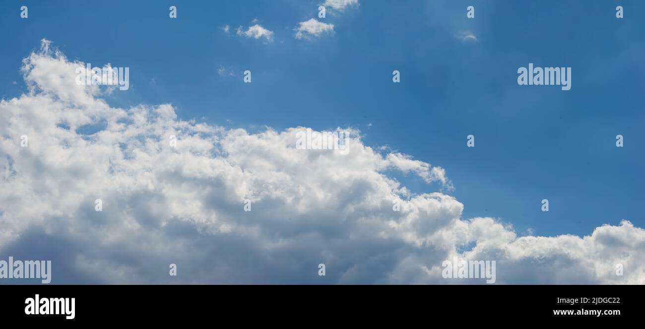 Sunny blue sky background with clouds. Web banner Stock Photo - Alamy