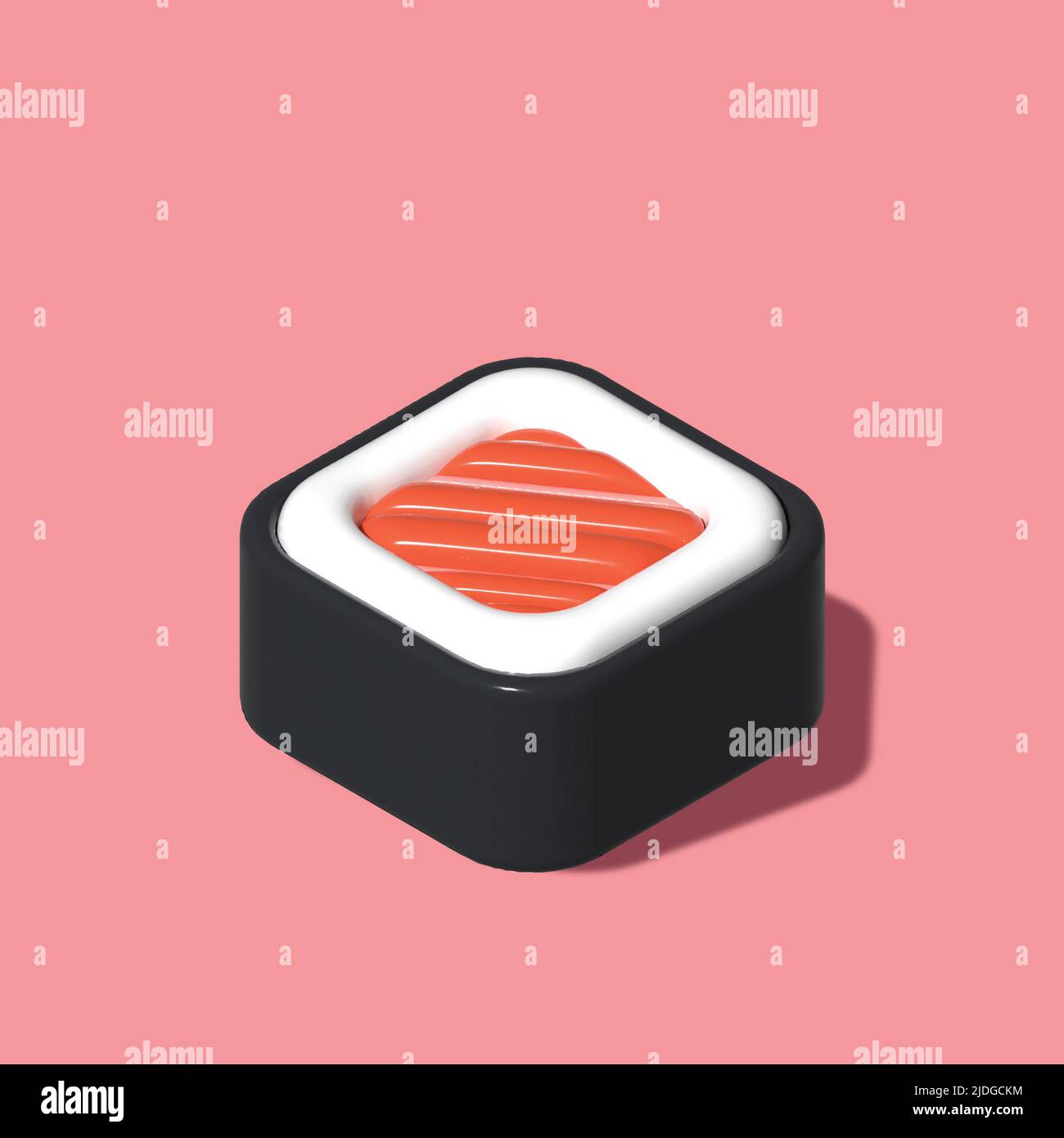 Abstract simple sushi rolls, Japanese food design, 3D Illustration