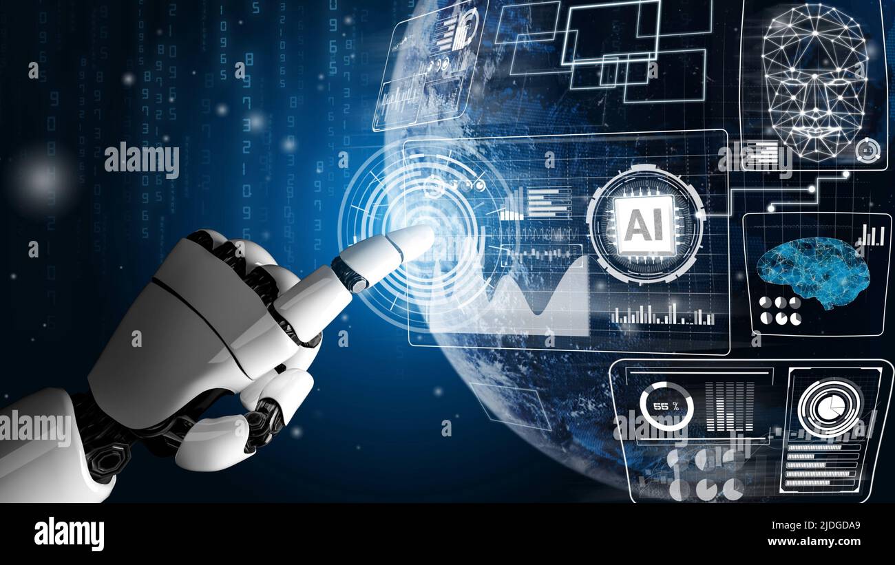 Futuristic robot artificial intelligence revolutionary AI technology ...