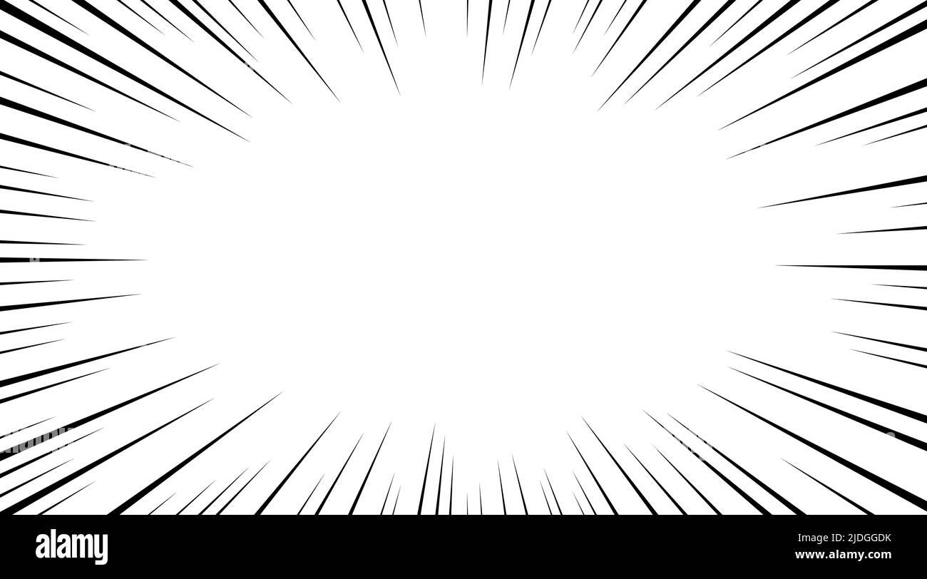Manga speed burst frame. Radial anime speed lines. Crash zoom effect