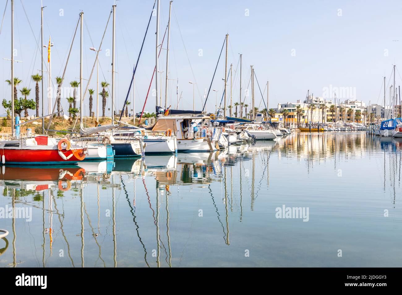 Boats moored in Port Barcares, South of France Stock Photo
