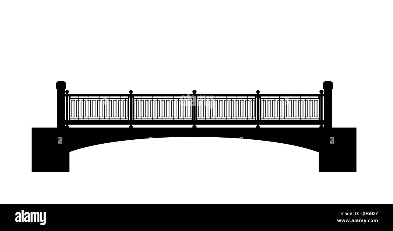 Urban Bridge silhouette. Transport road construction. Isolated on white background. Vector Stock Vector
