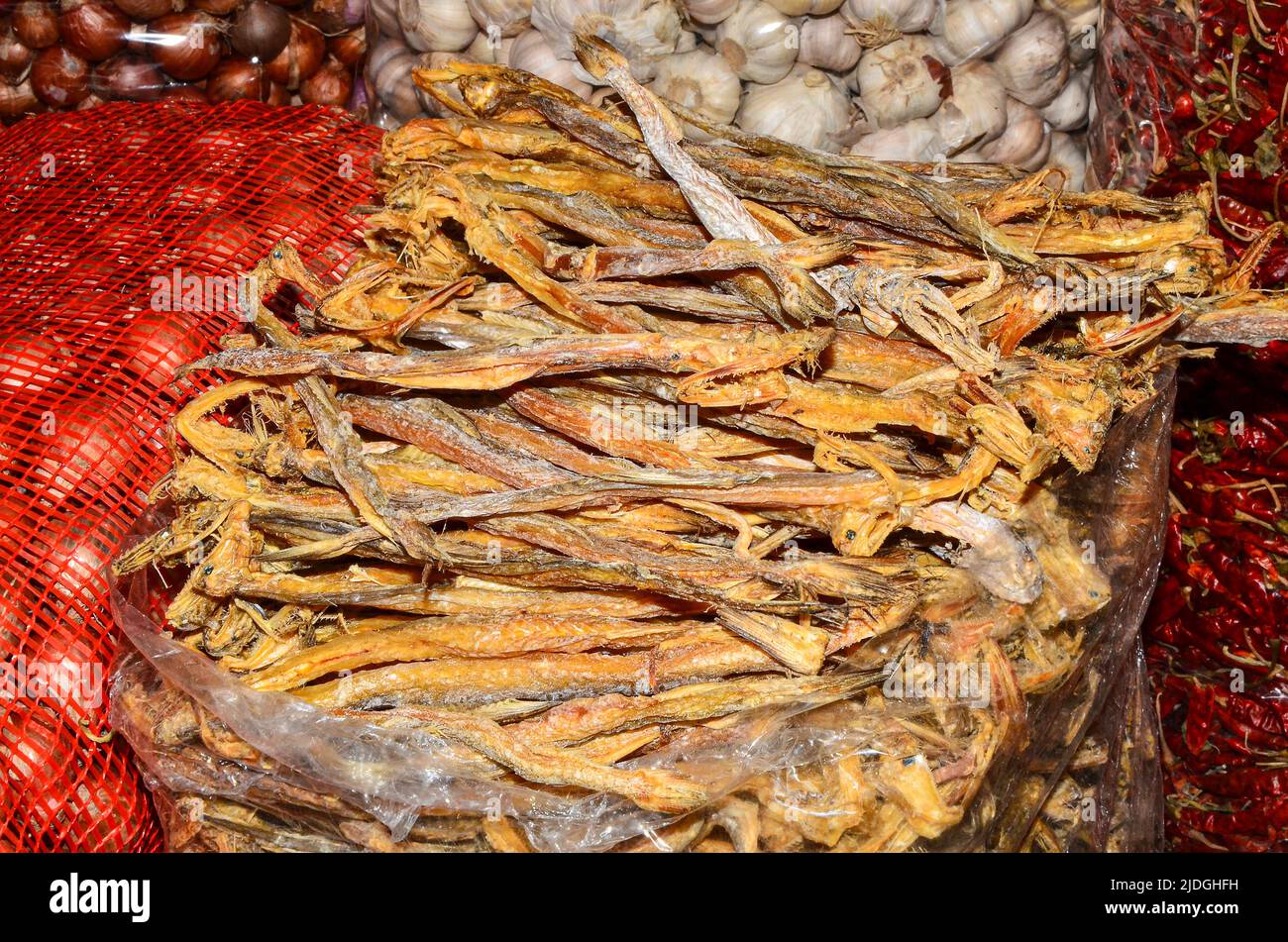 dried fish for sale in the market Stock Photo