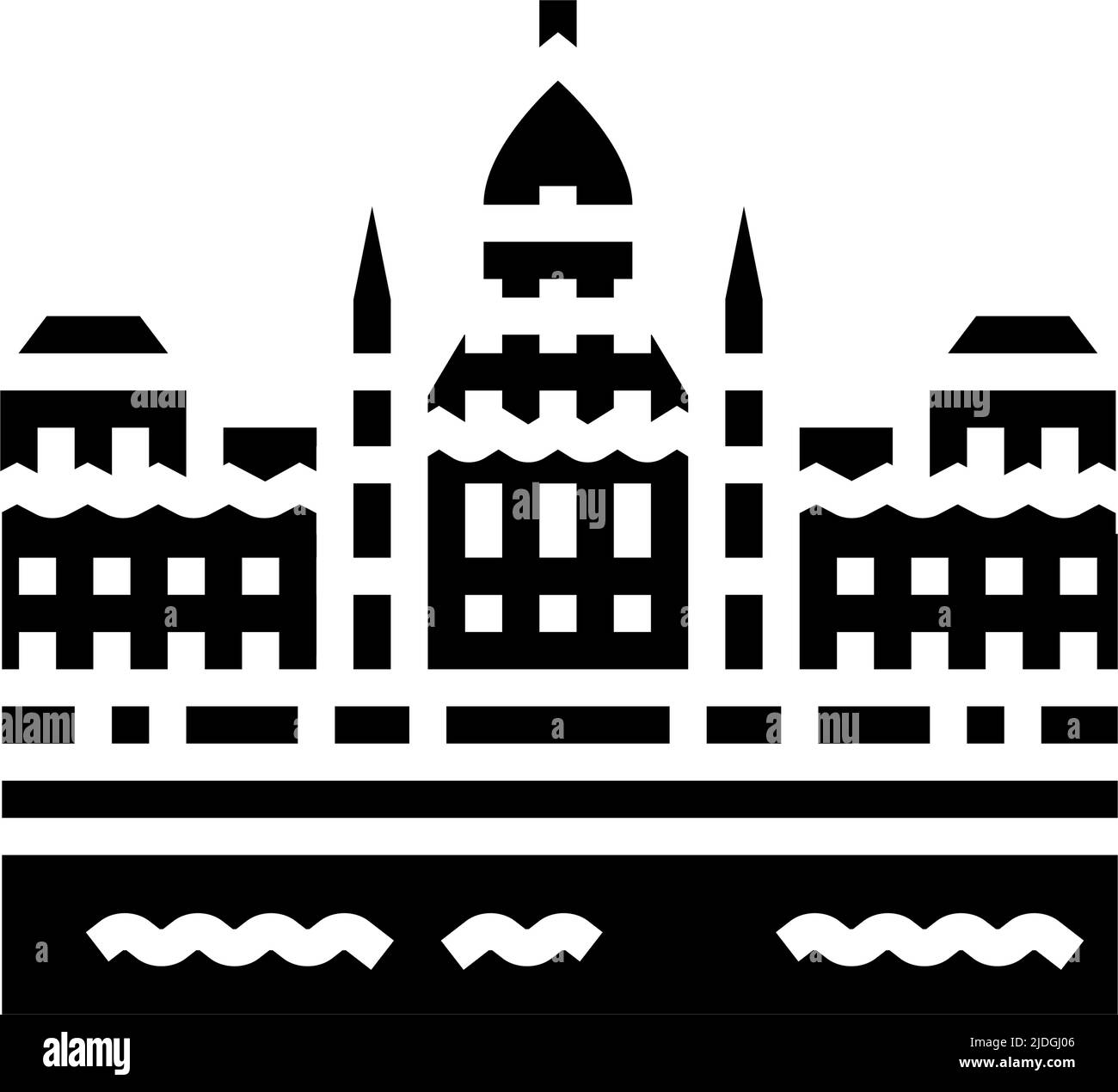 hungarian parliament building glyph icon vector illustration Stock Vector