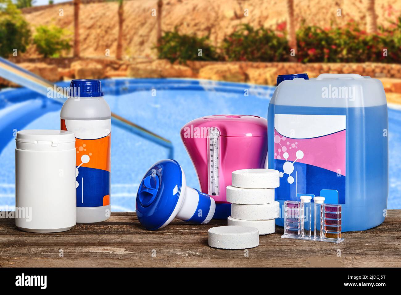 Equipment with chemical cleaning products and tools for the maintenance