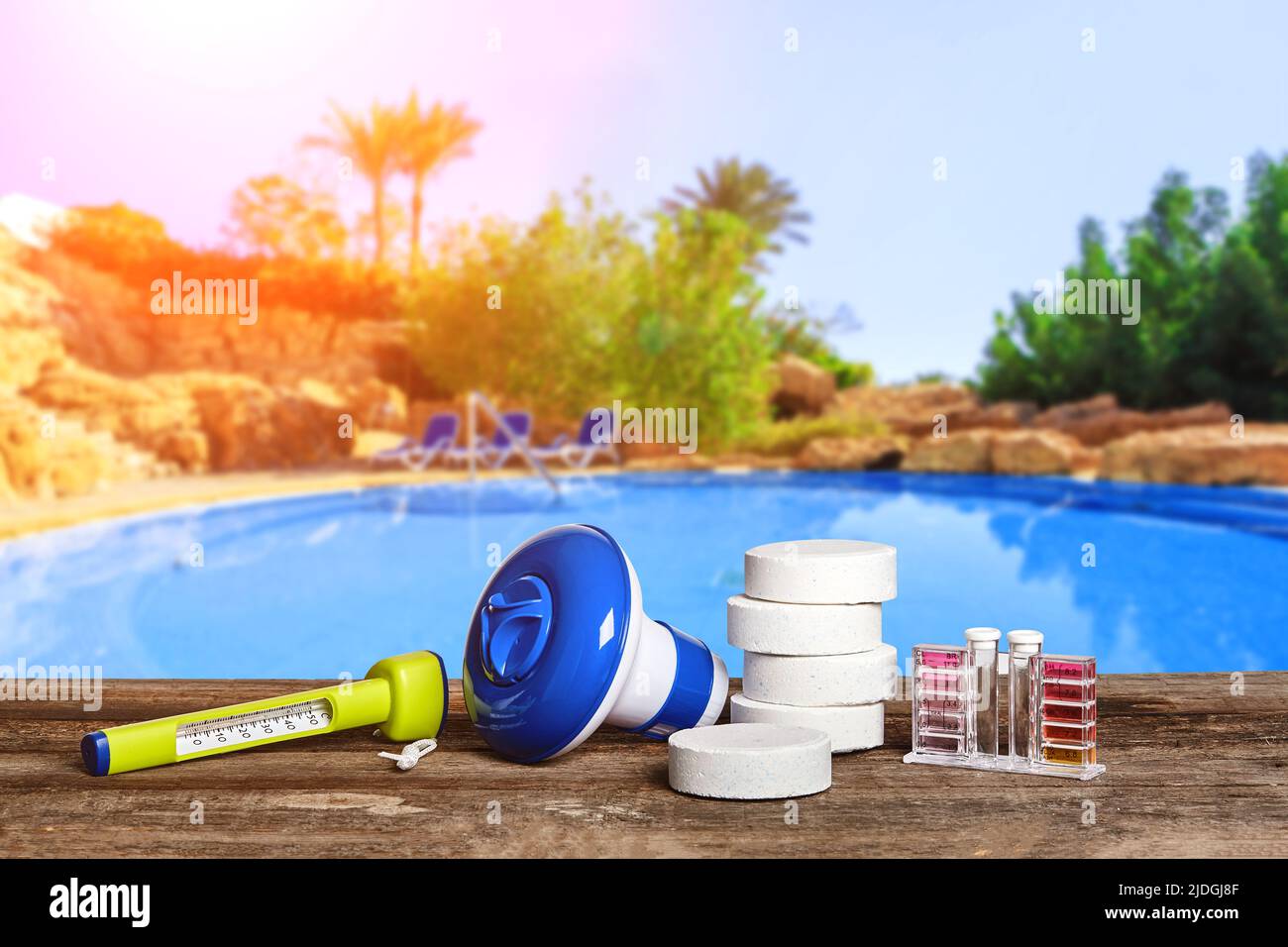 Equipment with chemical cleaning products and tools for the maintenance