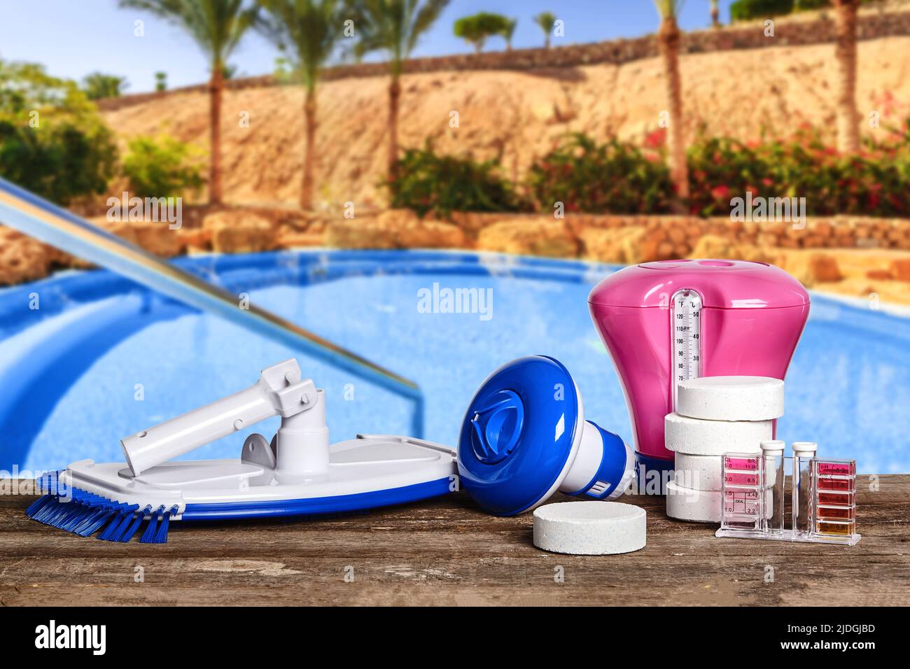 Equipment with chemical cleaning products and tools for the maintenance