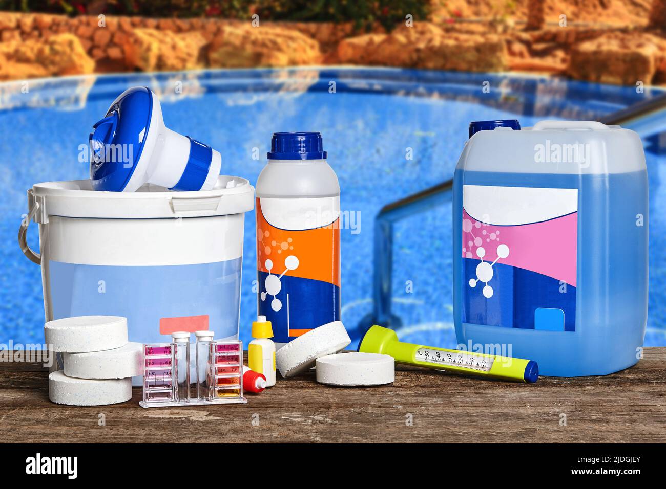 Equipment with chemical cleaning products and tools for the maintenance