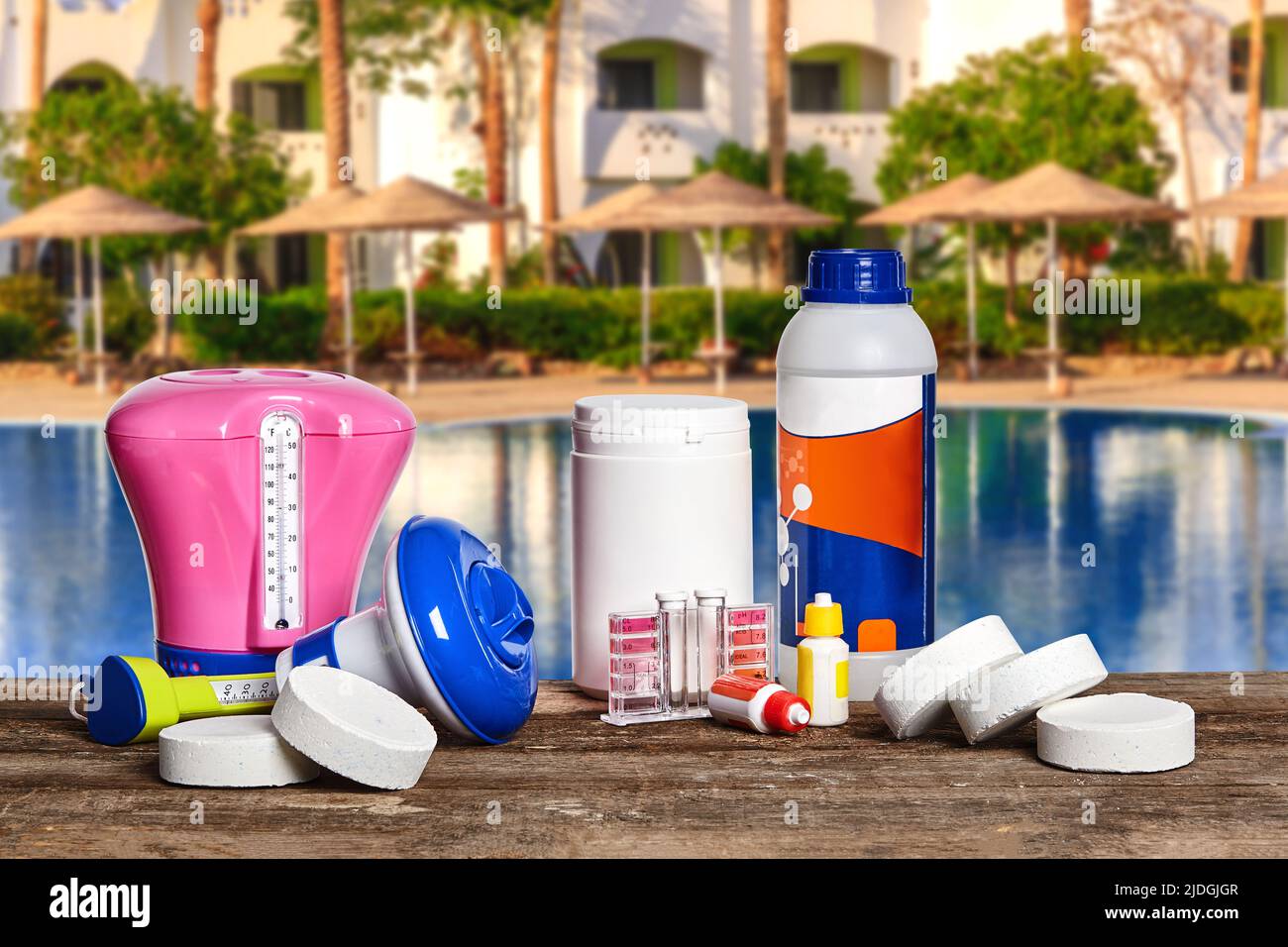 Equipment with chemical cleaning products and tools for the maintenance