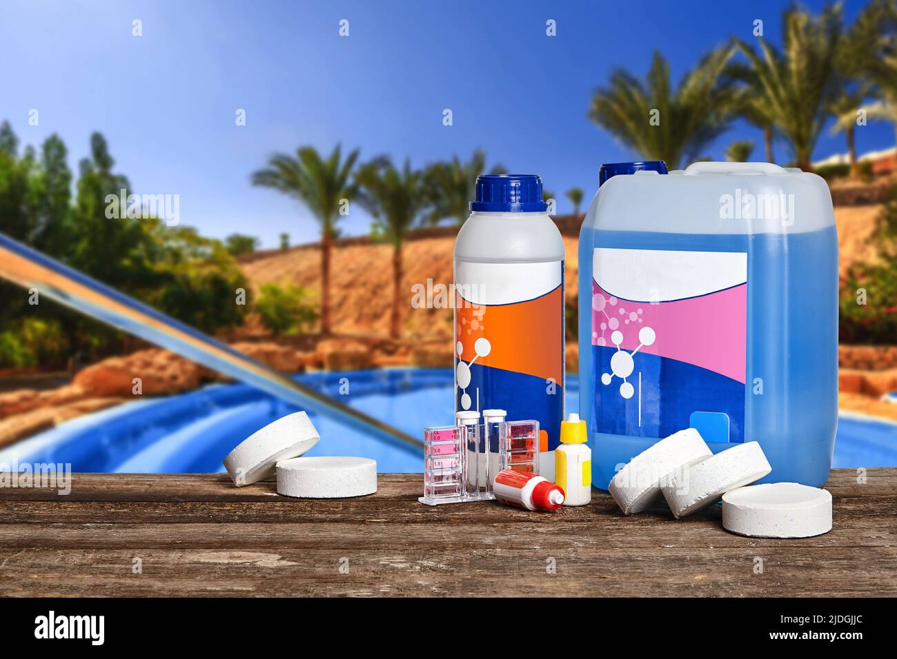 Equipment with chemical cleaning products and tools for the maintenance