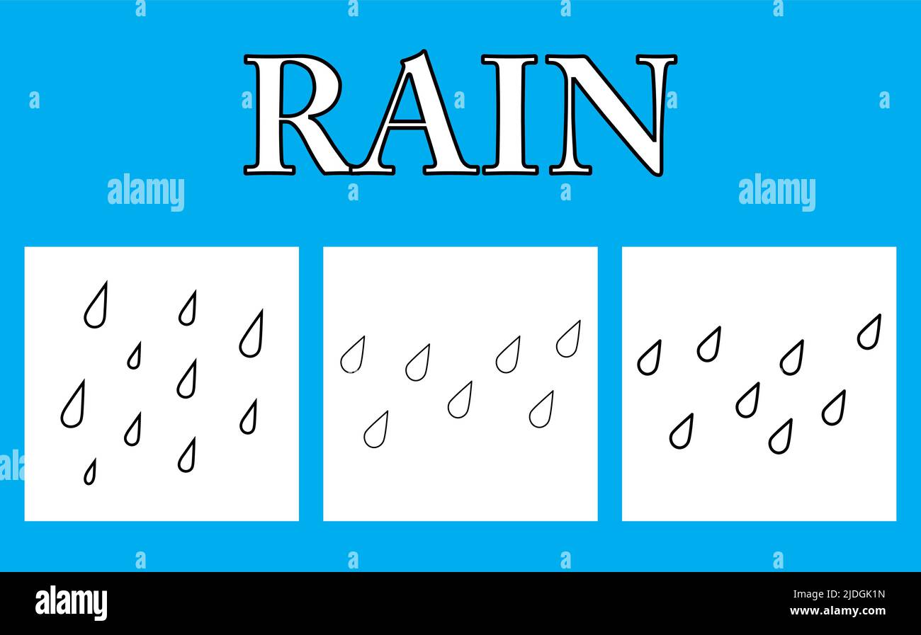Rain droplet outline vector set. illustration isolated on white Stock Vector