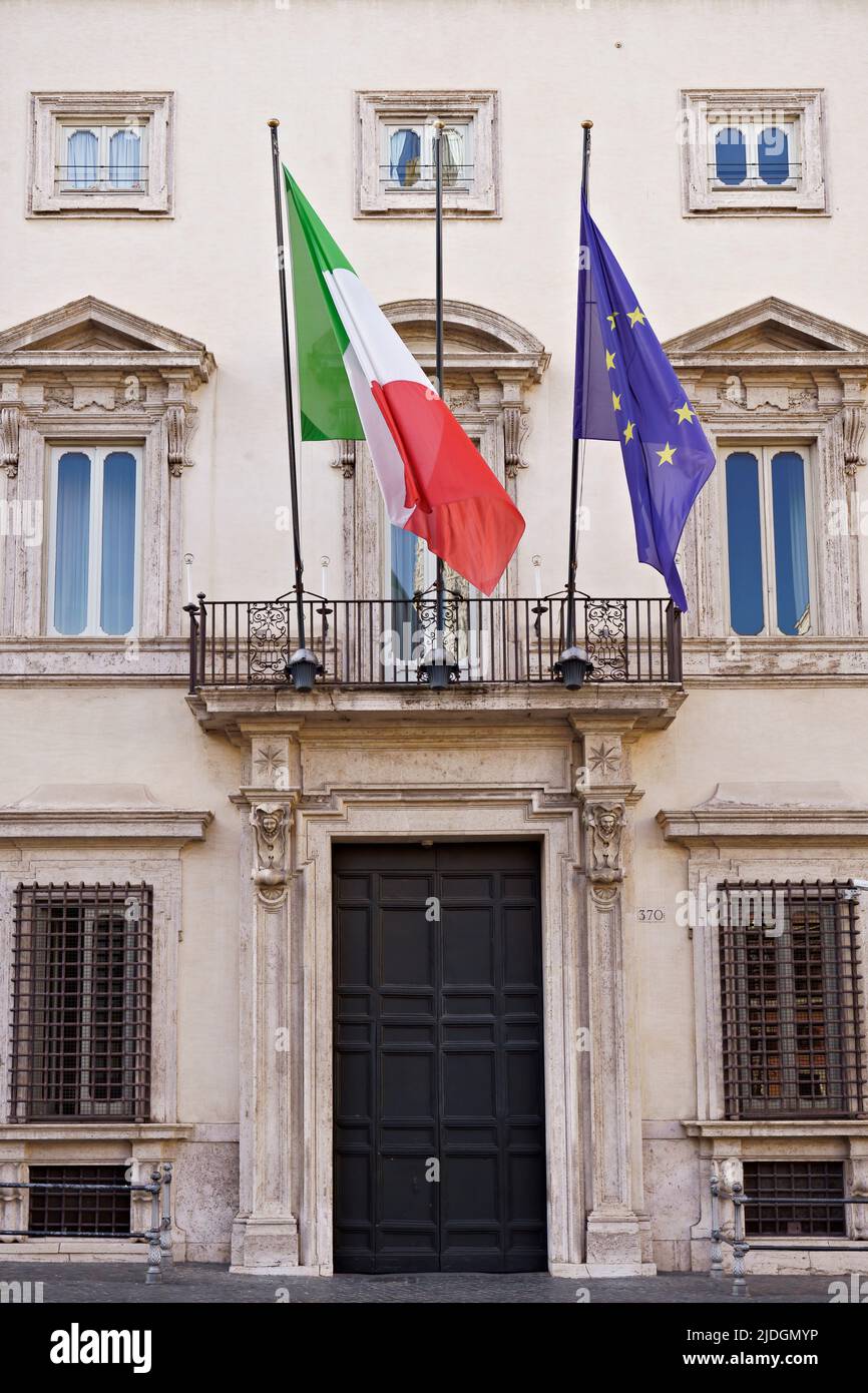 Palazzo Chigi, since 1961 the seat of the Government of the Italian Republic and of the Presidency of the Council of Ministers. Rome, Italy, Europe EU Stock Photo