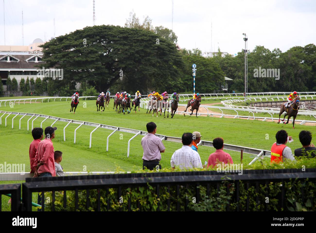 Bangkok, Thailand - July 29 2012: Horse racing at the Royal Bangkok Sports Club (RBSC), an exclusive sports club founded in 1901. Stock Photo