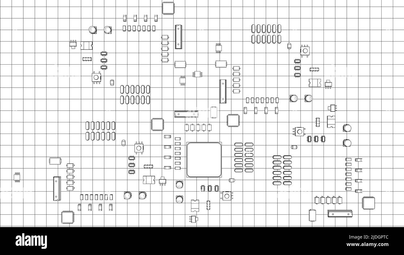 Electric circuit board, various chips. Vector Stock Vector Image & Art