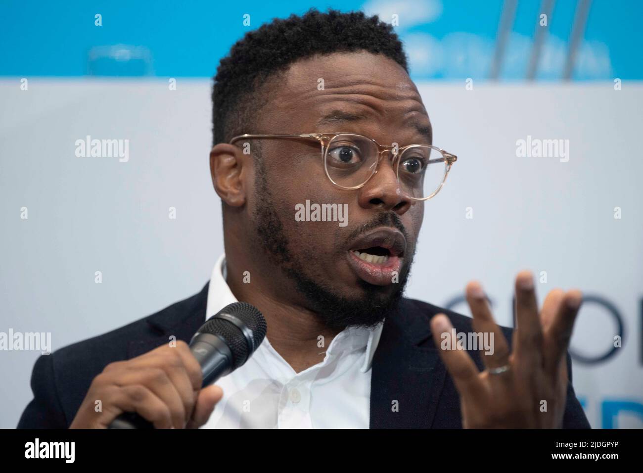 Tomi OLADIPO, Position: Host and Anchor at DW News Organization: Deutsche Welle at the Deutsche Welle Global Media Forum, June 20-21, 2022 in Bonn Â Stock Photo