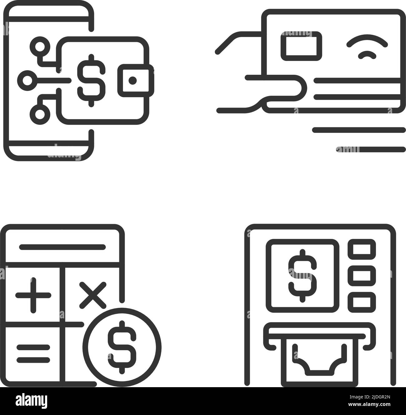 Cash flow activities pixel perfect linear icons set Stock Vector