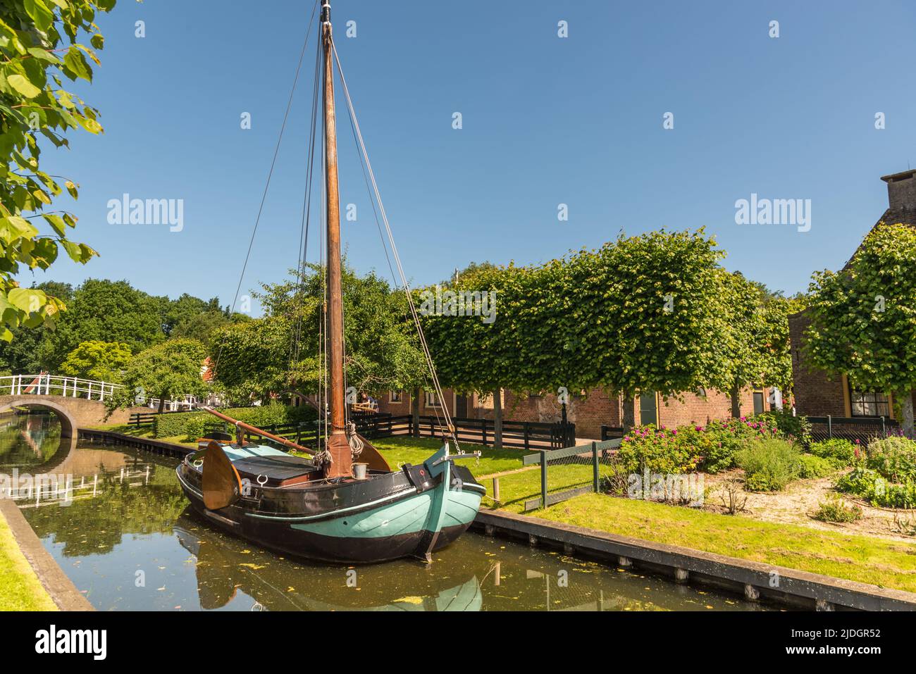 Enkhuizen, the Netherlands. June . The Zuiderzeemuseum, an open air museum at the shore of the IJsselmeer with traditional Dutch fishermen cottages an Stock Photo