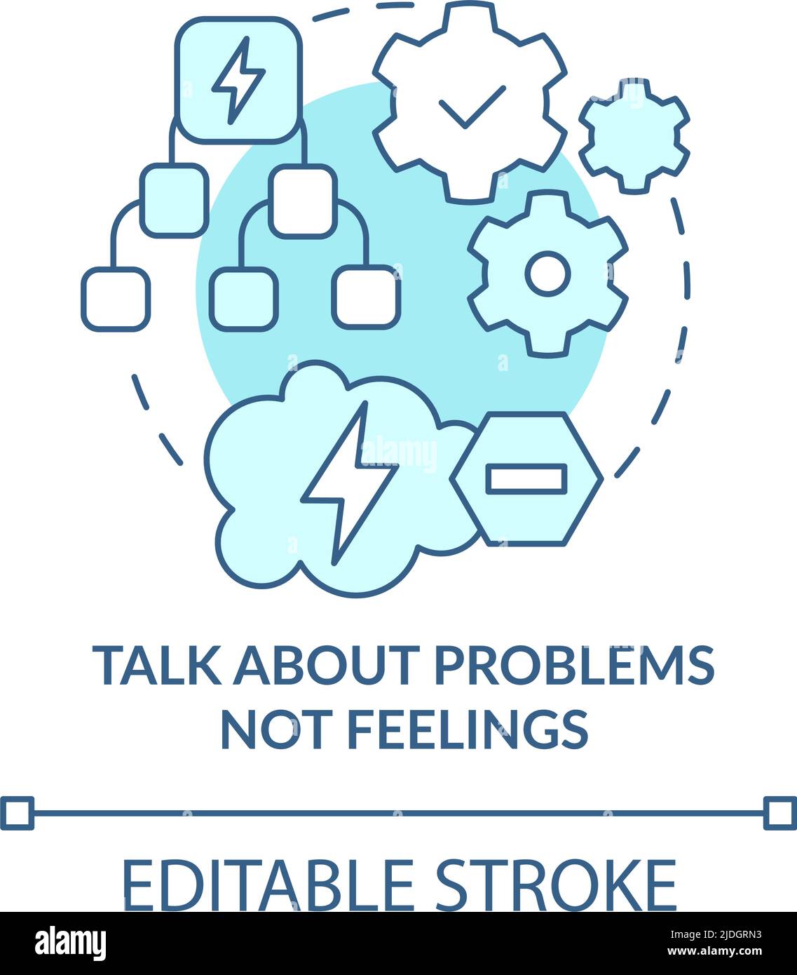 Talk about problems not feelings turquoise concept icon Stock Vector ...
