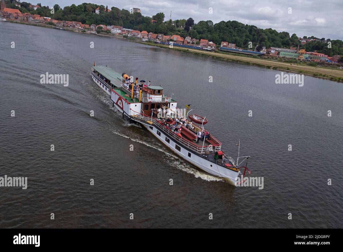 Paddle steamer Kaiser Wilhelm, Lauenburg, River Elbe, Schleswig-Holstein, Germany Stock Photo