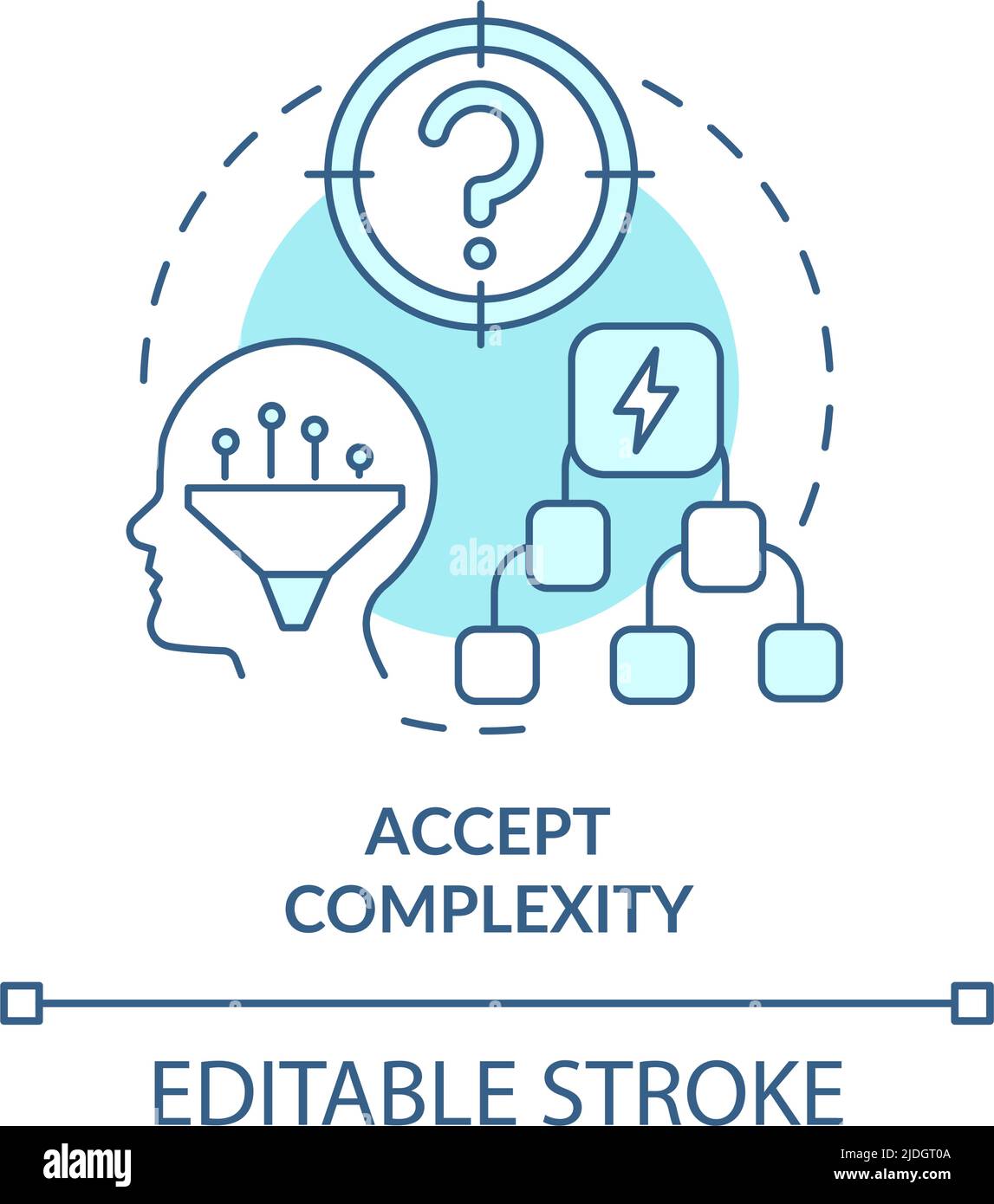 Accept complexity turquoise concept icon Stock Vector
