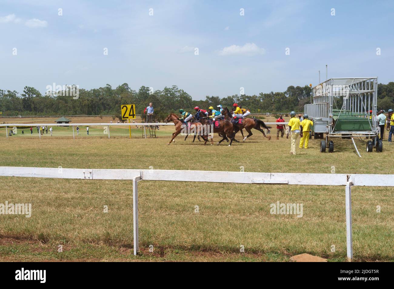 The start of a horses race, Ngong Racecourse, Ngong Road, Nairobi