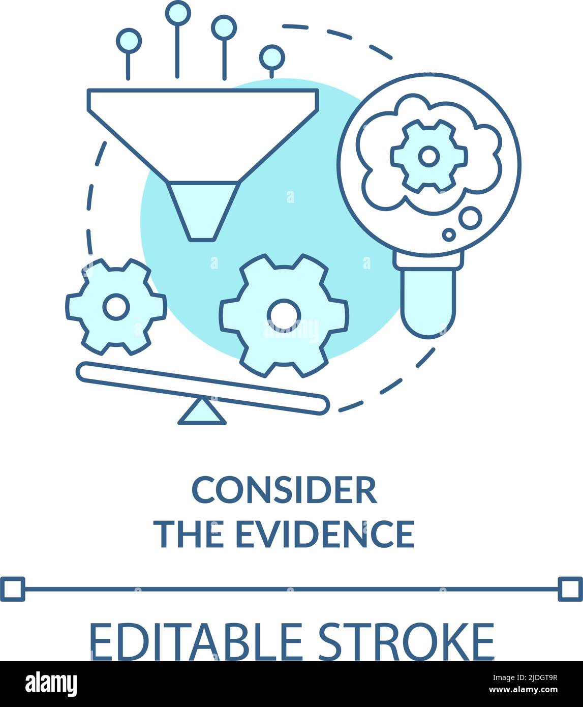Consider evidence turquoise concept icon Stock Vector