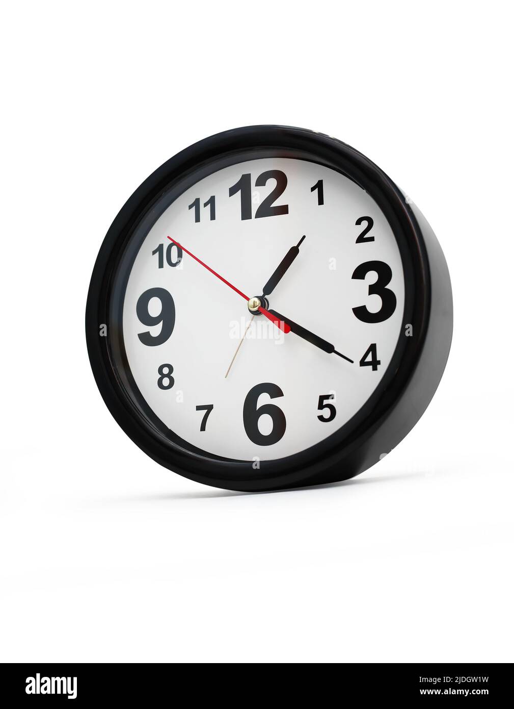Modern black clock isolated on white background with clipping path Stock Photo