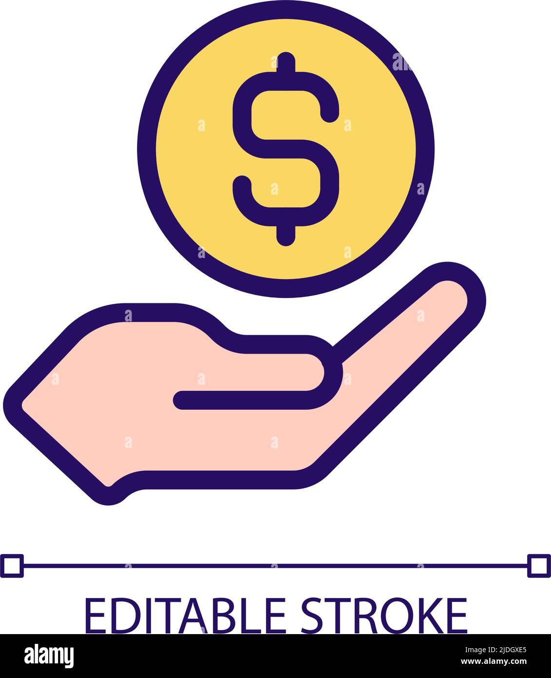 Coin in hand pixel perfect RGB color icon Stock Vector Image & Art - Alamy