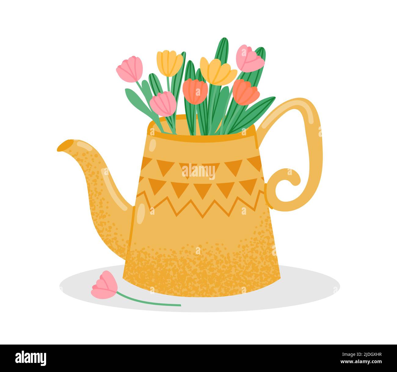 Cute teapot with bouquet of flowers isolated Stock Vector Image & Art Alamy