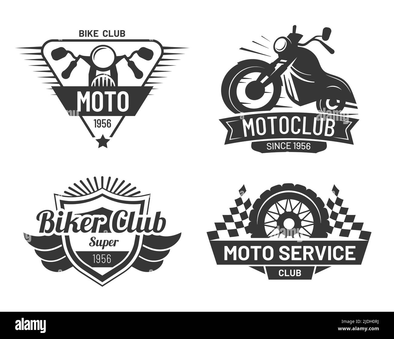 Motorcycle badges of collection, moto biker club Stock Vector