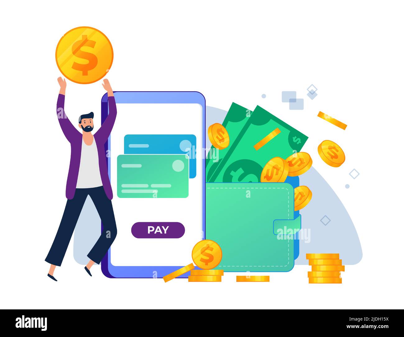 Online payment, financial transaction and money tranfer Stock Vector