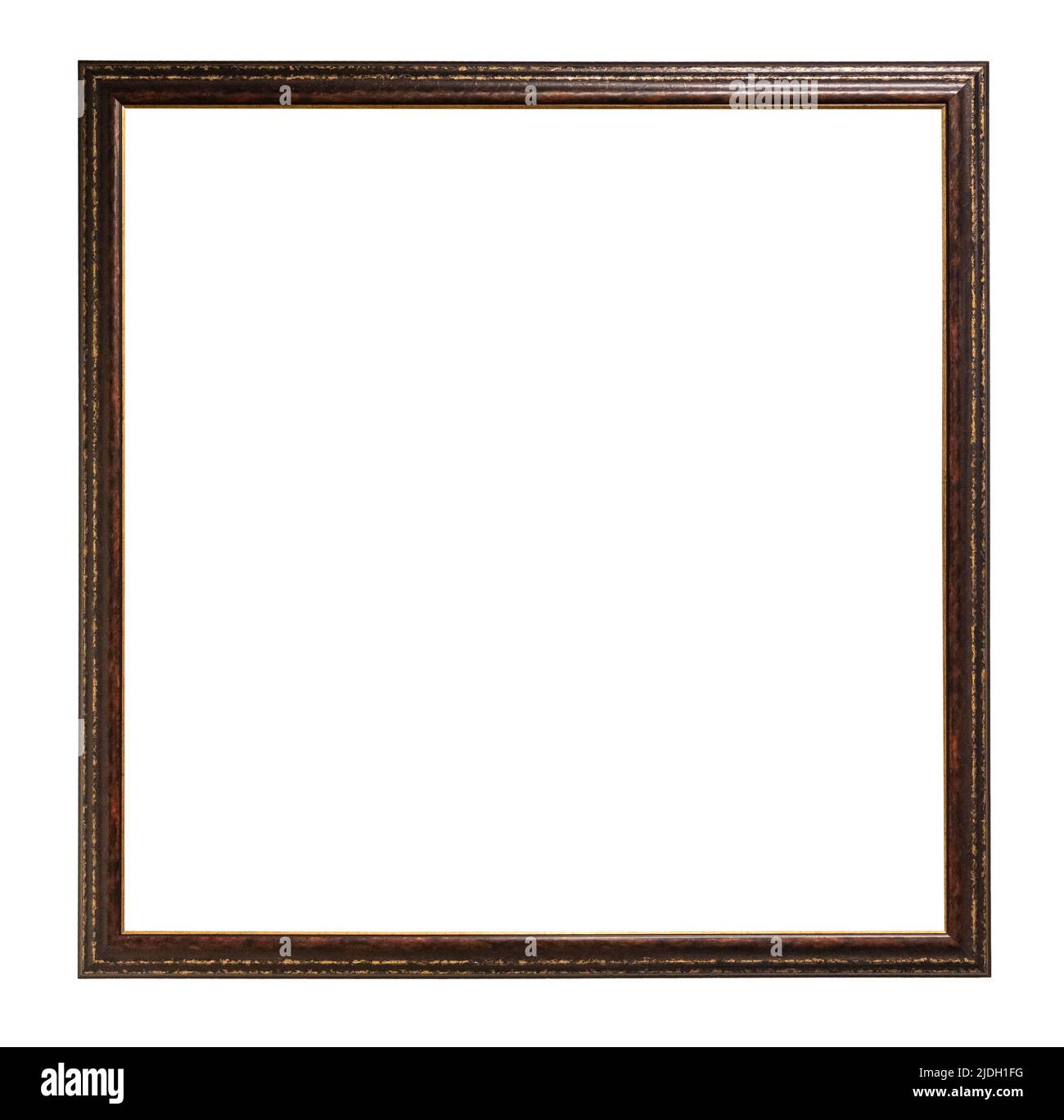 blank square narrow dark brown wooden picture frame cutout on white background Stock Photo Alamy
