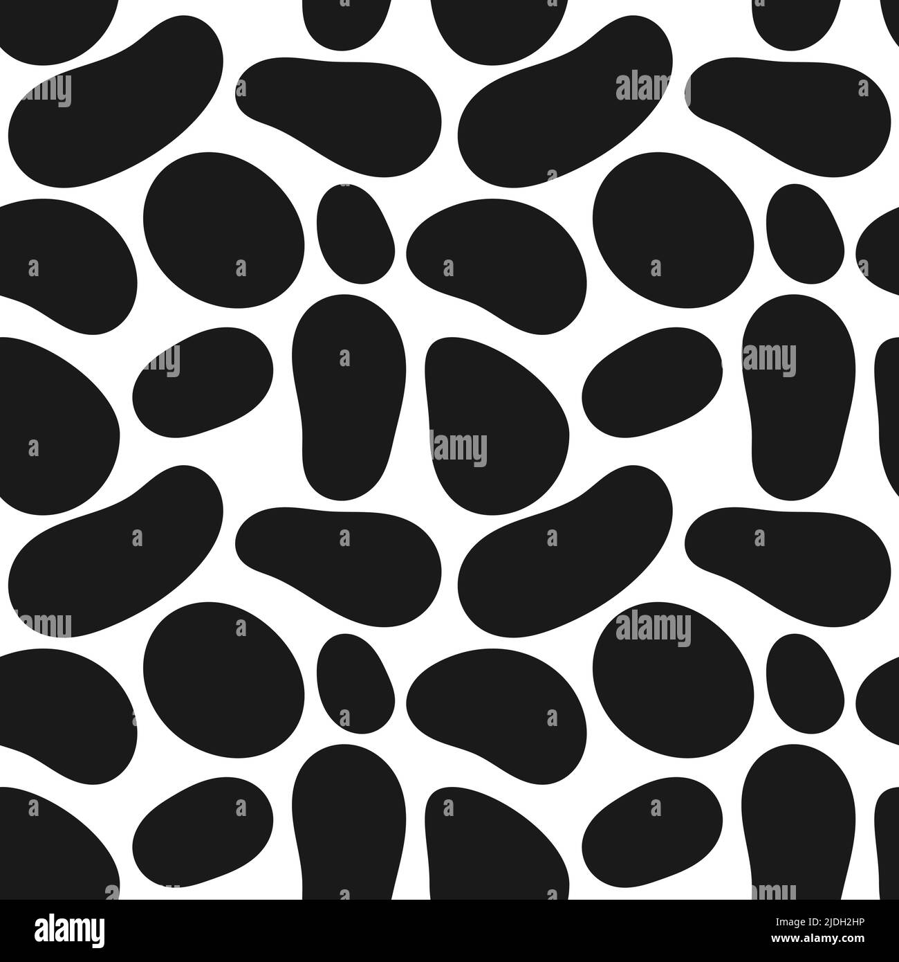 Black pebbles stones seamless pattern. Vector illustration. Stock Vector