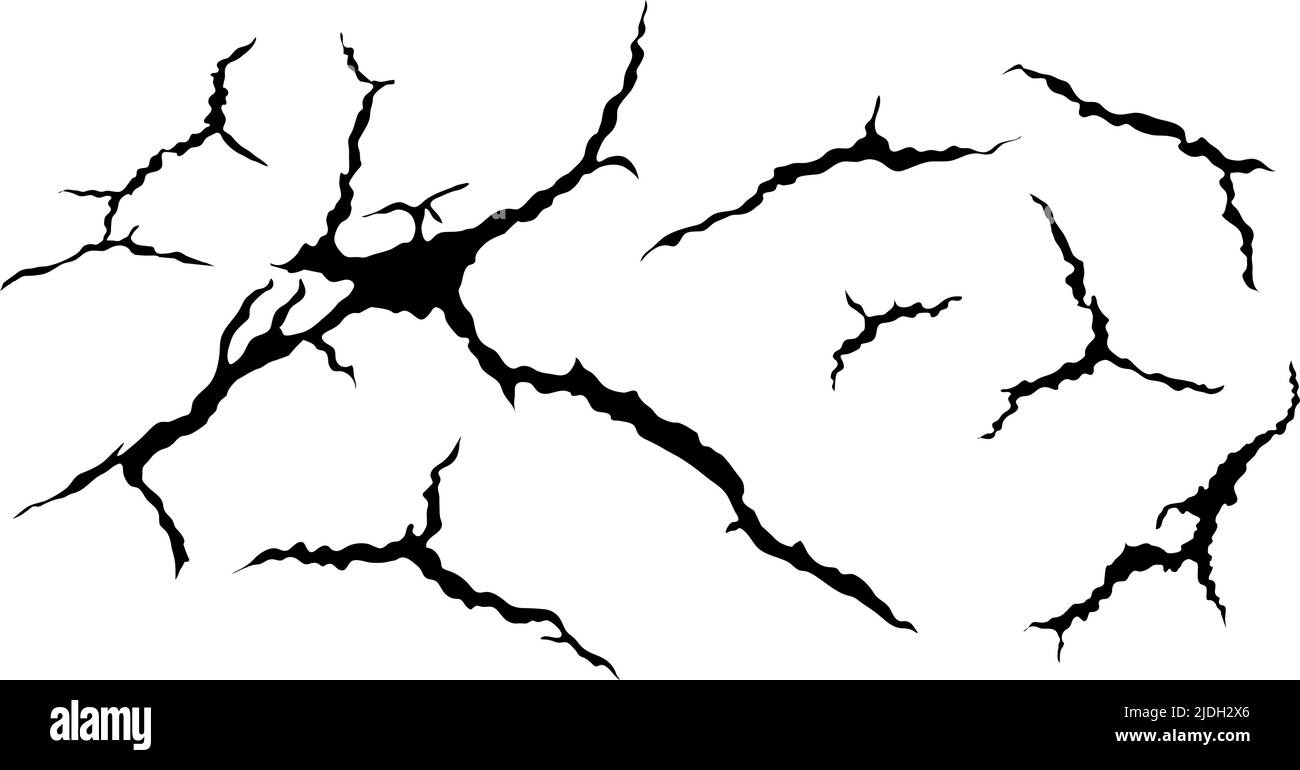 Ground cracks set. Earthquake and ground cracks, hole effect ...