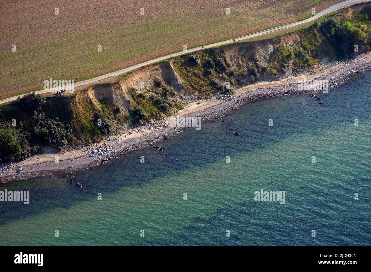 Brodtener shore, cliff at the Baltic Sea, aerial view 08/31/2022, Germany, Schleswig-Holstein Stock Photo