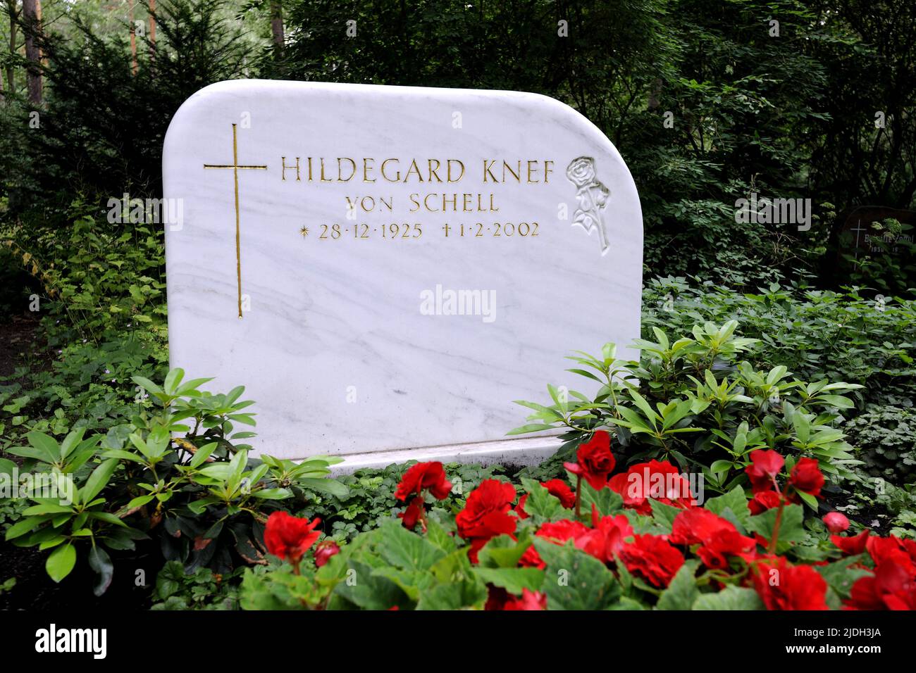 grave of honour of Hildegard Knef at the Waldfriedhof Zehlendorf, Germany, Berlin Stock Photo
