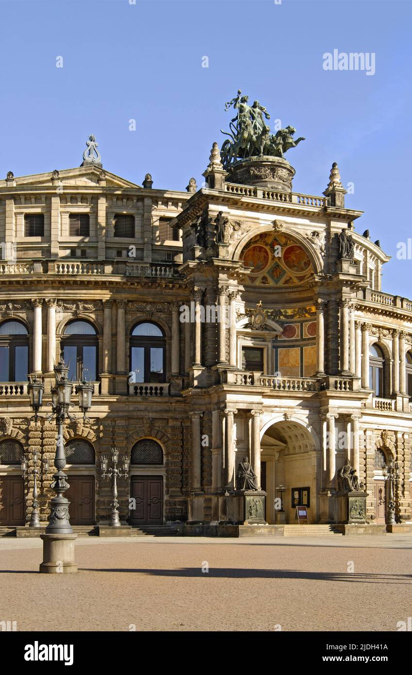 Famous historic Semper Oper in the old town of Dresden, Germany, Saxony