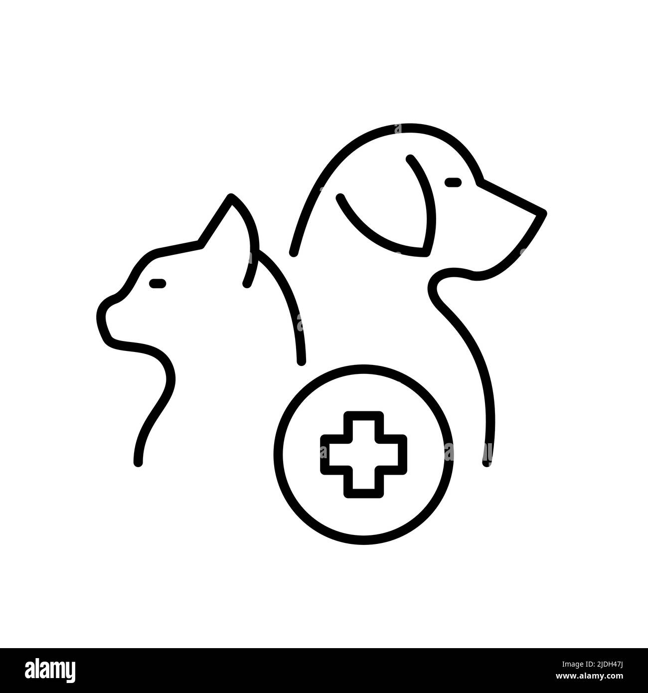 Veterinary clinic. Cat and dog pet care. Pixel perfect, editable stroke line Stock Vector