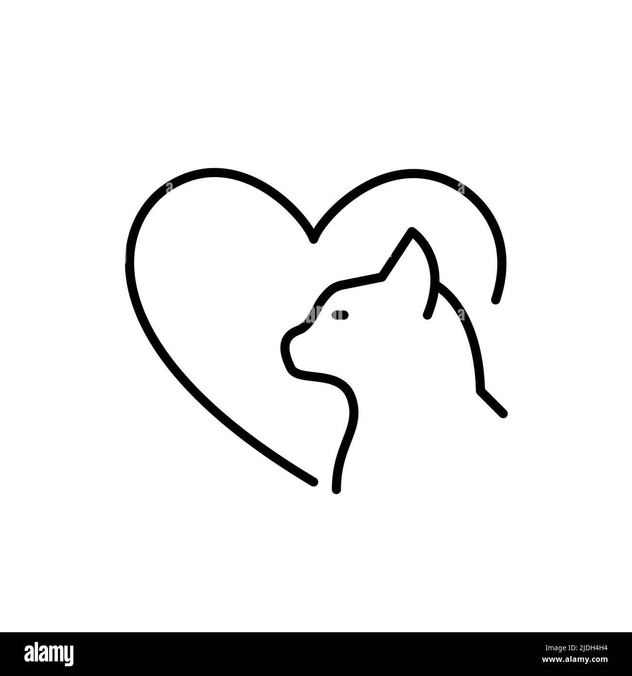 Cat love. Pet care icon. Pixel perfect, editable stroke line Stock Vector