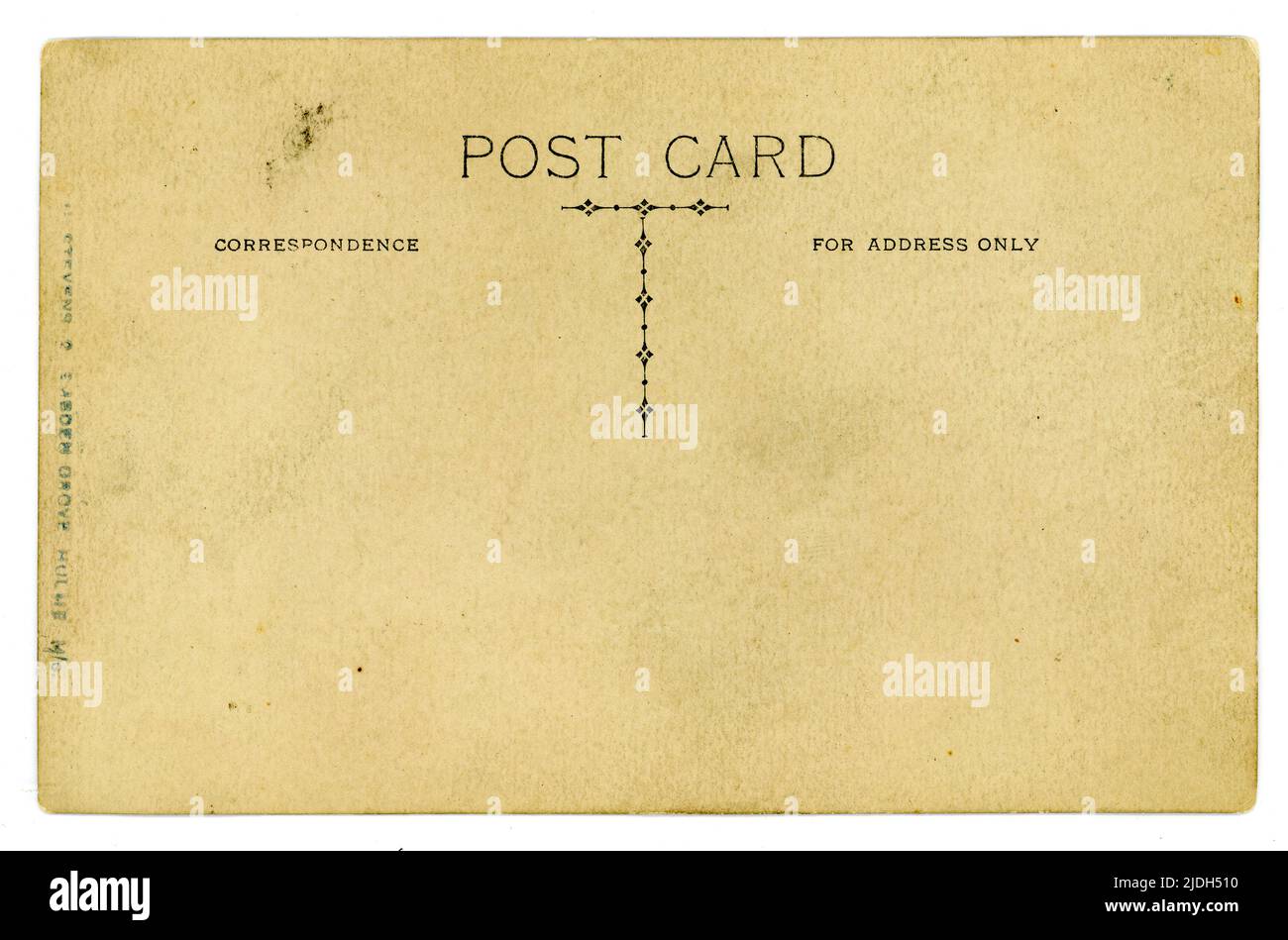 Reverse post WW1 blank unposted postcard, circa 1919, 1920, Manchester, U.K. Stock Photo