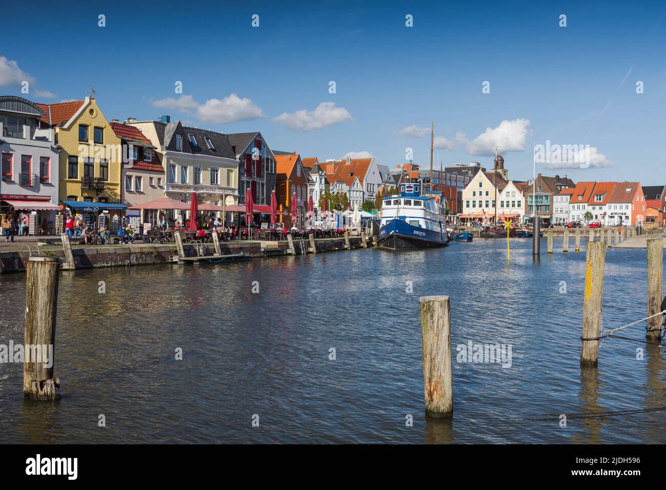 Harbor of Husum, North Frisia, Schleswig-Holstein, Germany Stock Photo