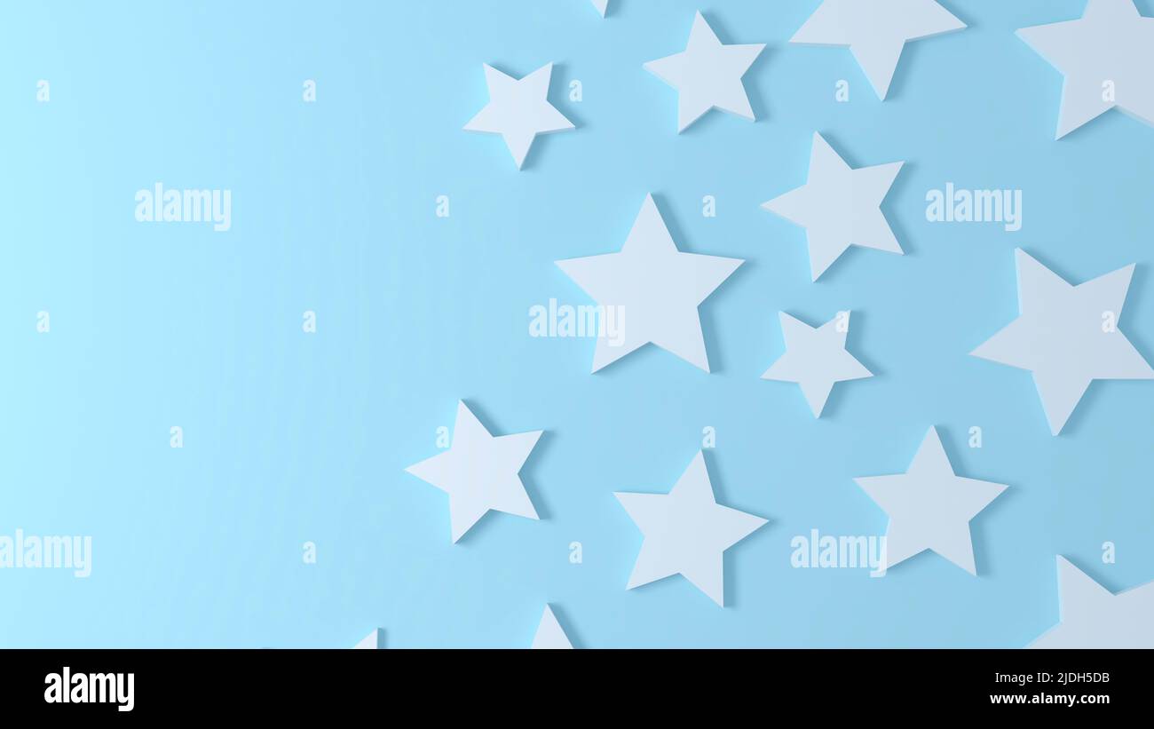 white stars on blue background 3d illustration Stock Photo