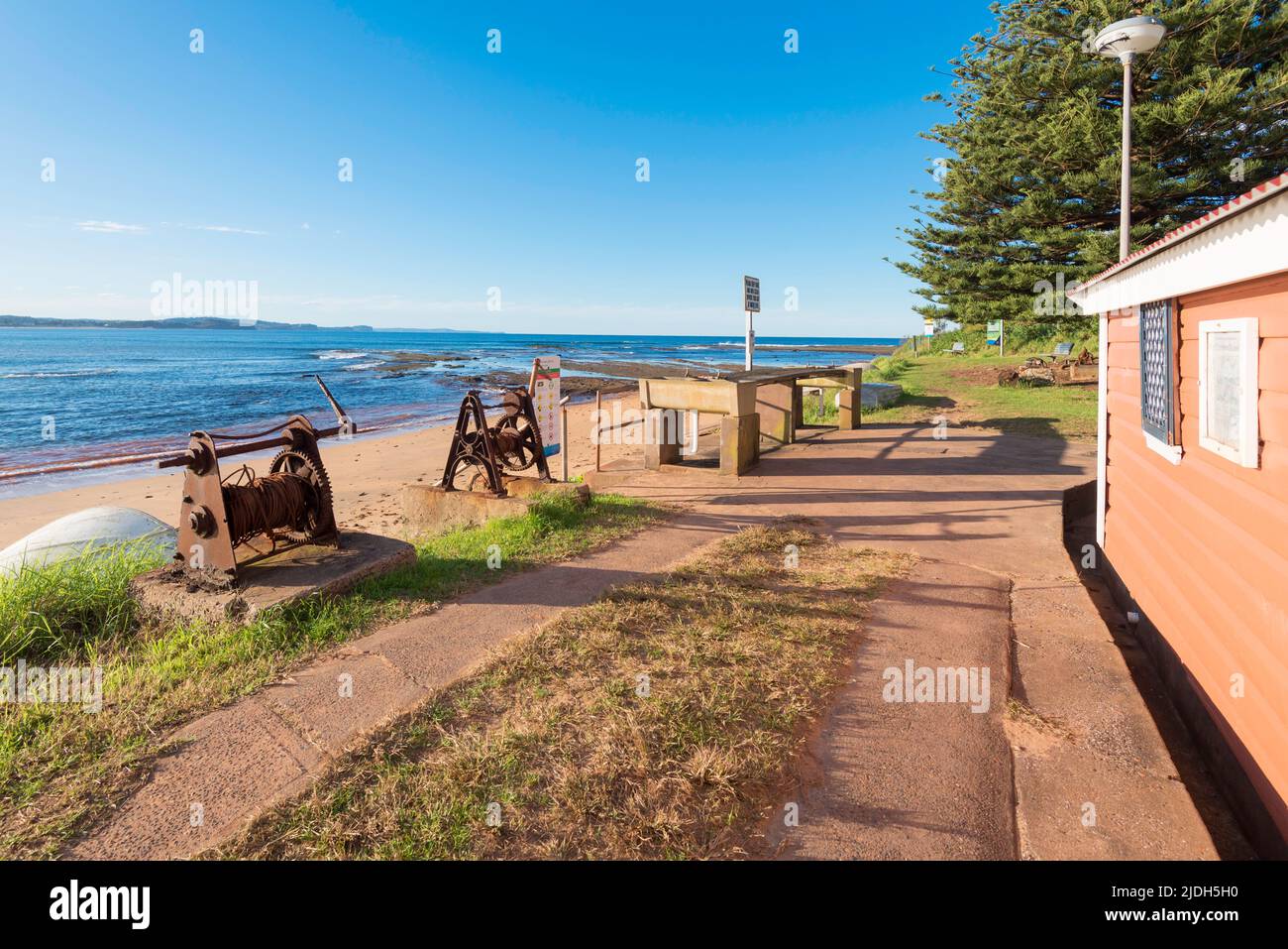 Rusted old boat winches formerly used to haul fishing boats ashore, in
